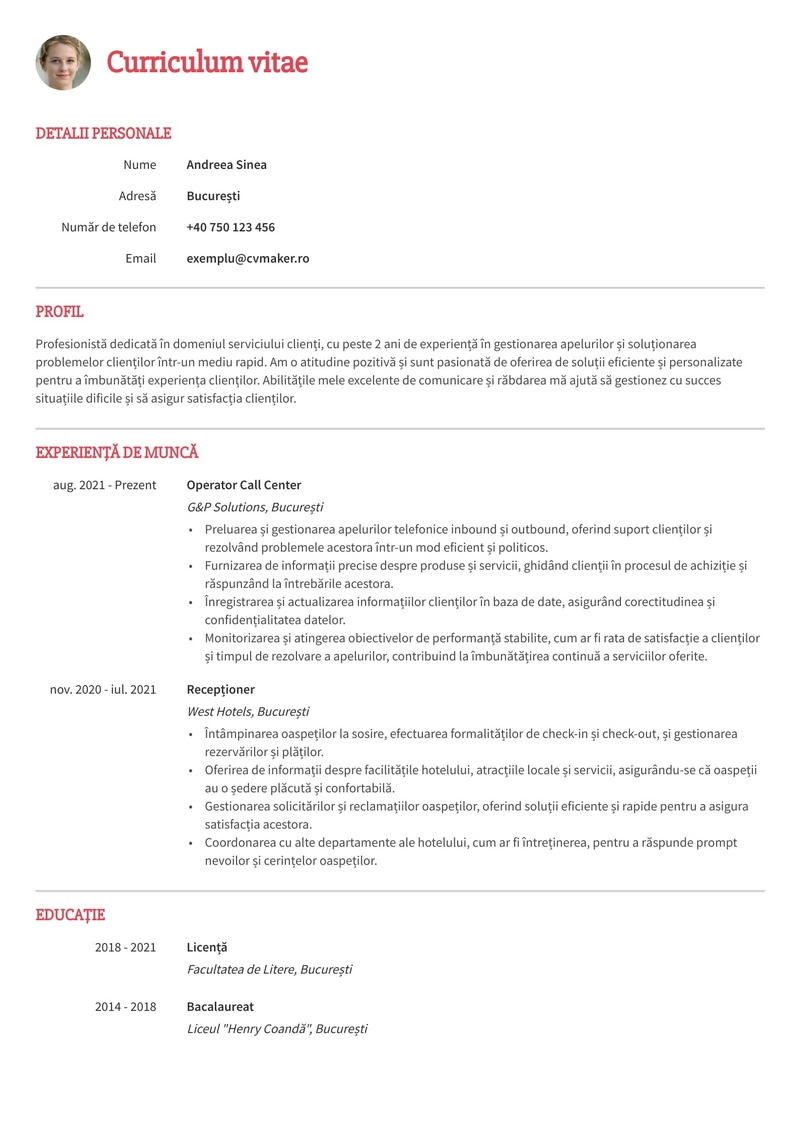 Model CV operator call center