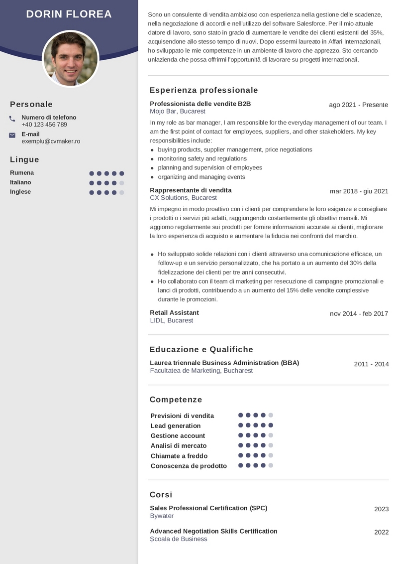 CV italiana