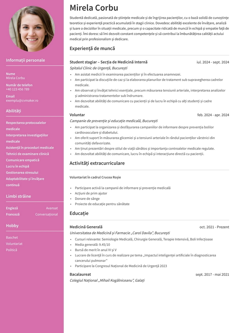 CV student medicina